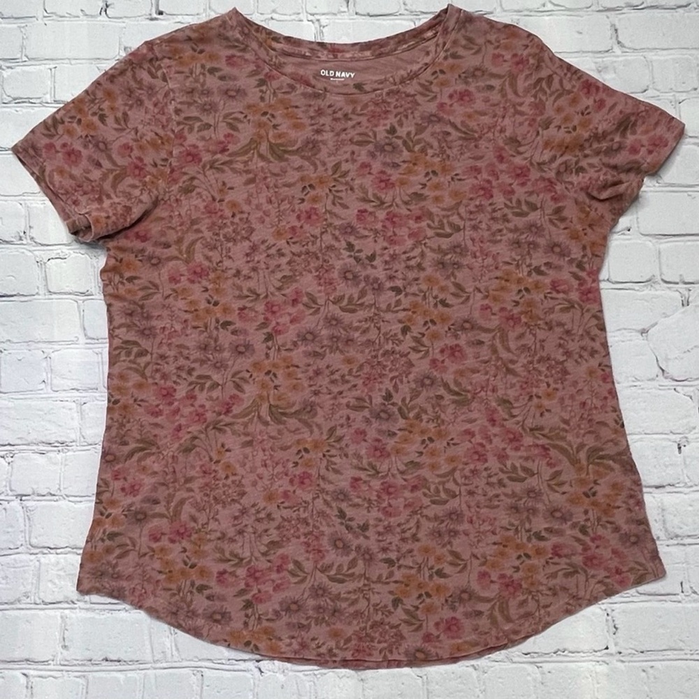 Old Navy Pink ditsy Floral Short Sleeve everywear Tee shirt
